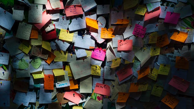 A wall of post-it notes